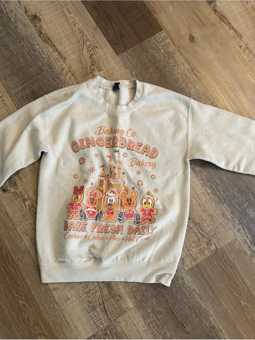 Gingerbread Bakery Graphic Sweatshirt - Cream with Orange Print
